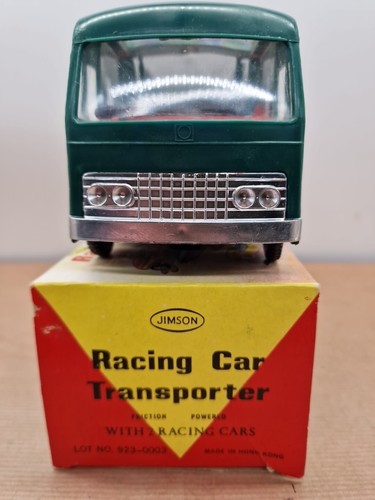 1970s Hong Kong Friction Drive Racing Car Transporter And 2 Cars .Boxed JIMSON - Picture 3 of 14