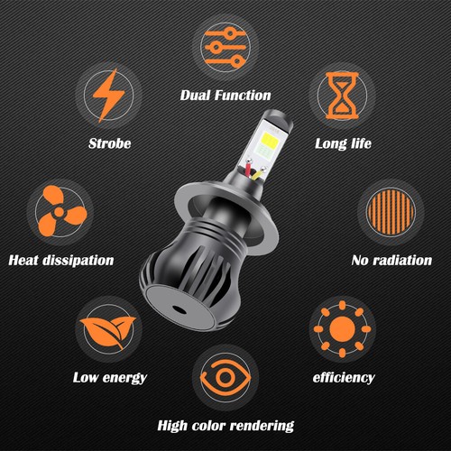 H7 Estroboscópico Doble Color 6000K Blanco 8000K Azul Hielo Interruptor COB Bombillas LED Luces antiniebla - Imagen 3 de 8