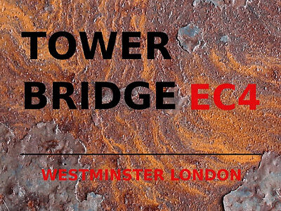 Holzschild 30x40 London Westminster Tower Bridge EC4 Wand Deko Cafe Sammler Gesc