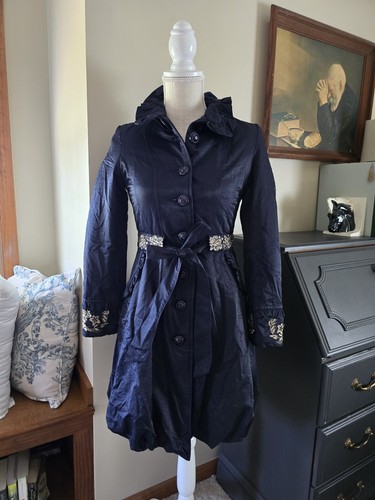 Navy Blue Asian sz. XXS New gorgeous jacket embroidered detail Womens /teens - Picture 15 of 15