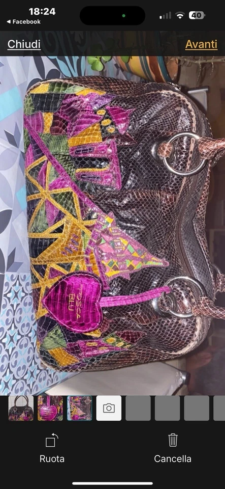 Borsa Donna In Pelle Di Vero Pitone, Tosca Blu’ , Pezzi Raro. Vintage Originale Foto 3 de 4