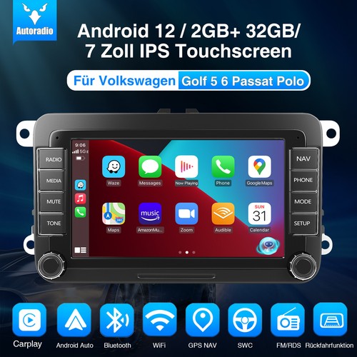 Android 13 Autoradio Carplay GPS Navi RDS Kamera Für VW Touran Golf 5 6 Polo EOS - Bild 2 von 12