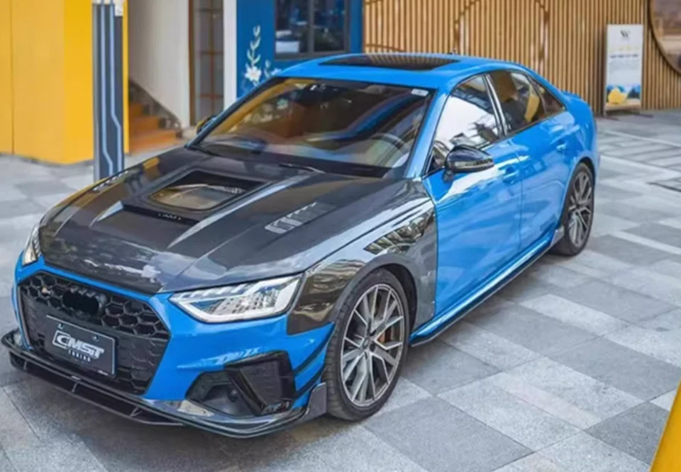 Guardabarros lateral de ventilación de flujo de aire de fibra de carbono real 2 piezas decoración para Audi RS4 2020-2022 Foto 4 de 4