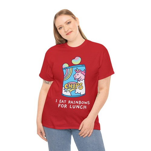 I Eat Rainbows For Lunch Unicorn Chips Graphic Tee Shirt, S-5XL - Picture 41 of 49