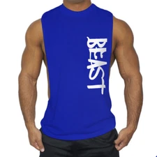 Men's Beast Gym Stringer Summer Cotton Fitness Muscle Bodybuilding Tank Top Vest
