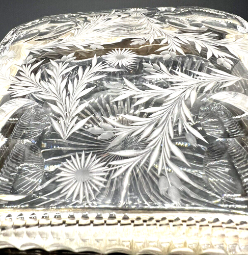 Wunderschöne Pairpoint Brillantschliff Glas Gänseblümchen Muster aufklappbar Taschentuch Box - Bild 6 von 12