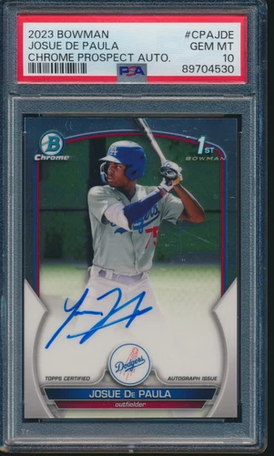 PSA 10 JOSUE DE PAULA AUTO 1st 2023 Bowman Chrome Prospects DODGERS RC GEM MINT