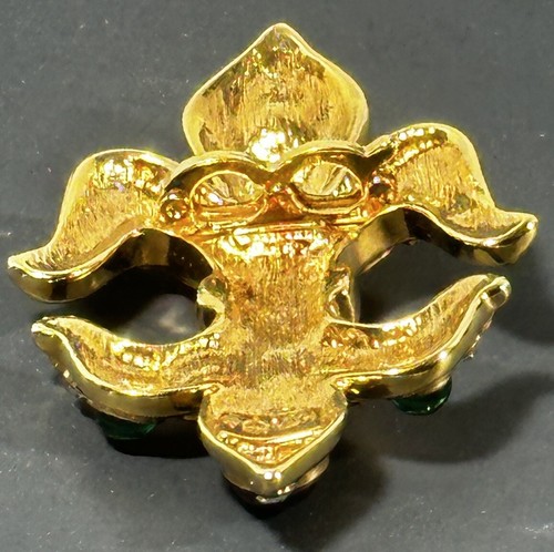 Vintage Michaela Von Habsburg Signed Gold Fleur De Lis Brooch Pendant MVH Crown - Picture 9 of 11