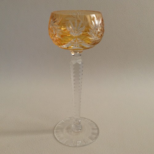 Schleuderstern Römer Überfangrömer Likörglas Kristall 14 cm Gelb - Bild 2 von 4