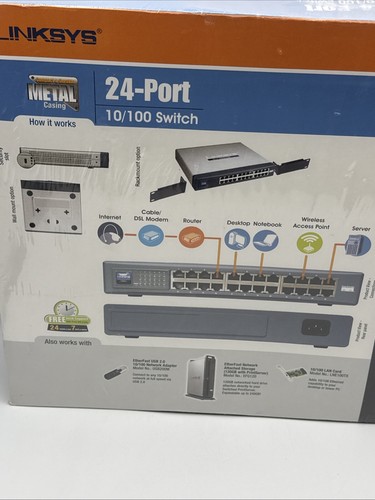Commutateur Ethernet CISCO Linksys SR224 24 ports 10/100 - scellé avec usure d'étagère - Photo 6/8