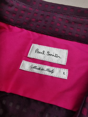Camisa PAUL SMITH Mainline Para Hombres Reino Unido L Mezcla de Seda A Medida SS En muy buena condición Púrpura Hecha en Italia - Imagen 8 de 19