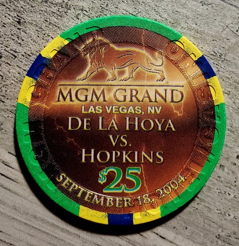 $25 MGM Grand Oscar De La Hoya Vs Bernard Hopkins Quest For History Casino Chip - Picture 2 of 2