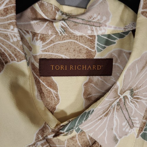 Tori Richard Shirt Mens Large Vintage Viscose Hawaiian Button Up Yellow Floral L - Picture 2 of 8