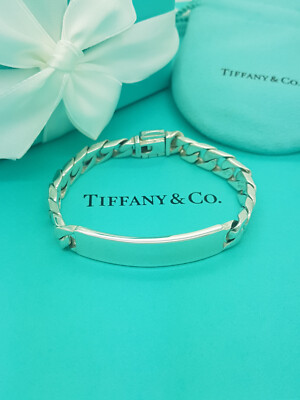 Tiffany & Co. Panzerkette ID 7,5 Zoll Silberarmband, UK-TEST gepunzt!