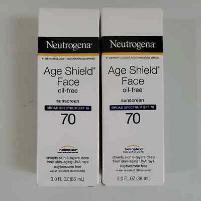 lot of 2 Neutrogena Age Shield Face Sunscreen Lotion SPF 70 3.0 oz x2 Exp 2026