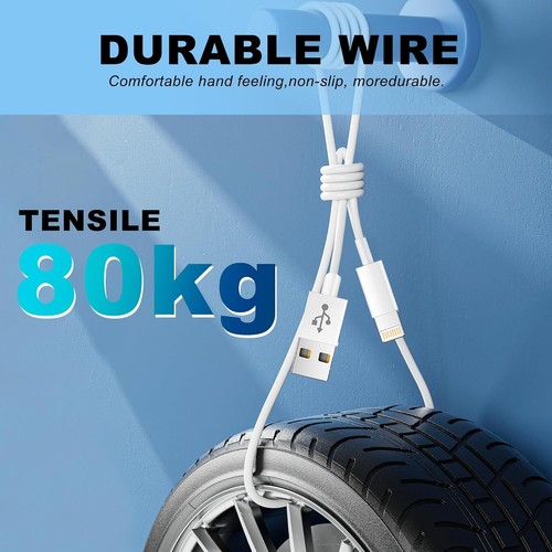 iPhone Charger Cable 3Pack 1.8M [Apple MFi Certified] Long 6Feet Lightning Cable - Picture 5 of 7