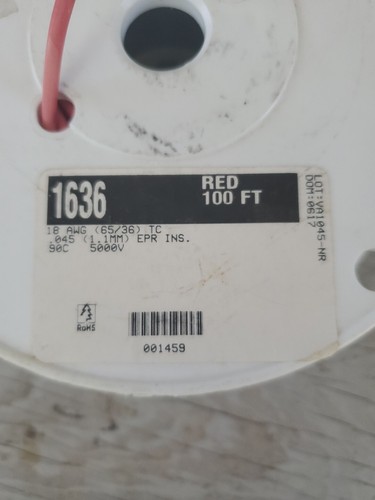 Alpha Wire 1636 #18awg Premium EPR cavo di prova isolato in gomma 5kV rosso/36FT - Foto 2 di 4