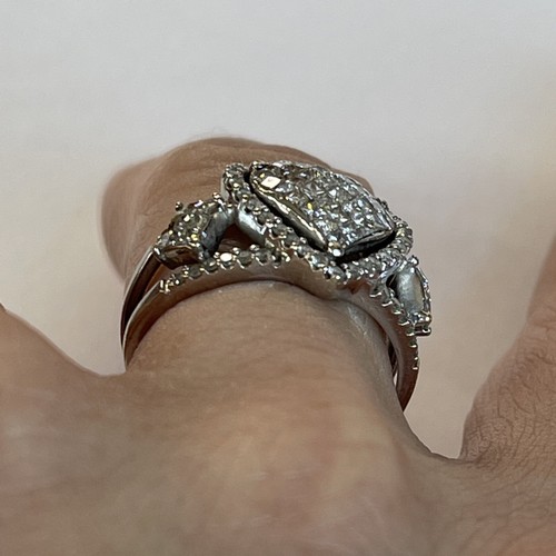 14k White Gold & 1.25 Carat SI1 Diamond Heart Ring Women's Jewelry Princess Cut - Picture 6 of 11