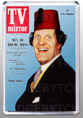 TOMMY COOPER - TV Spiegel REPRO Abdeckung - GROSSER KÜHLSCHRANKMAGNET - 50er KLASSIKER!  