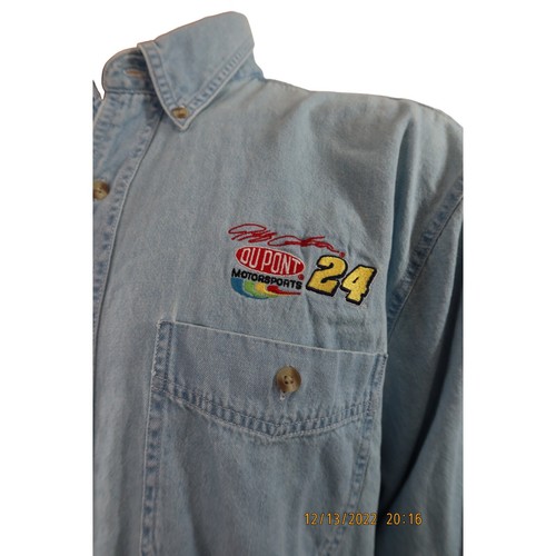 Vintage Jeff Gordon #24 Dupont Motorsports Retro NASCAR Denim Shirt L Hendrick - Picture 3 of 5