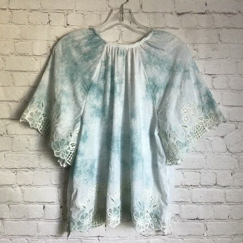 Blusa Blusa Bordada Encaje Tinte Corbata Anthropologie Olivia Mujer Mangas Cortas Pequeñas - Imagen 2 de 7