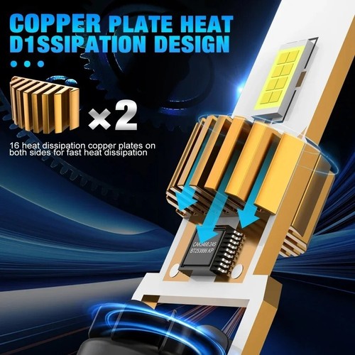 Mini Ampoule LED H7 Turbo Sans Fil 12V 100W 20000LM 6000K CSP Haute Puissance - Imagen 6 de 6
