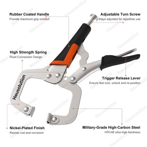C-Clamp Locking Pliers with Swivel Pads 3 PACK 6 Inch 9 Inch and 11 Inch Heav... - Picture 3 of 8