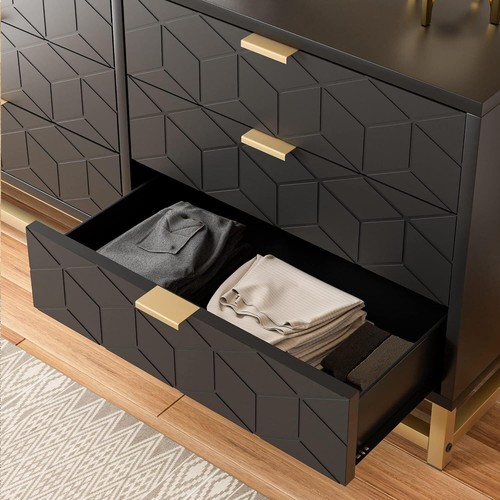 6 Drawer Dresser for Bedroom with Metal Legs, Storage Chest Cabinet Organizer - Picture 6 of 7