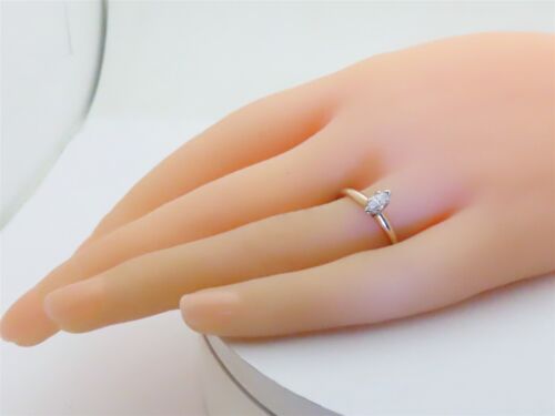 14k Gold Natural Diamond Engagement Rings Marquise Solitaire Real Size 6 R1027 - Picture 3 of 9