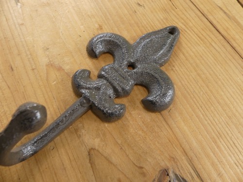 10 GROßE Gusseisen Fleur de Lis Kleiderhaken Haken Halle Baum Hut Hundeleine Fluer - Bild 7 von 12
