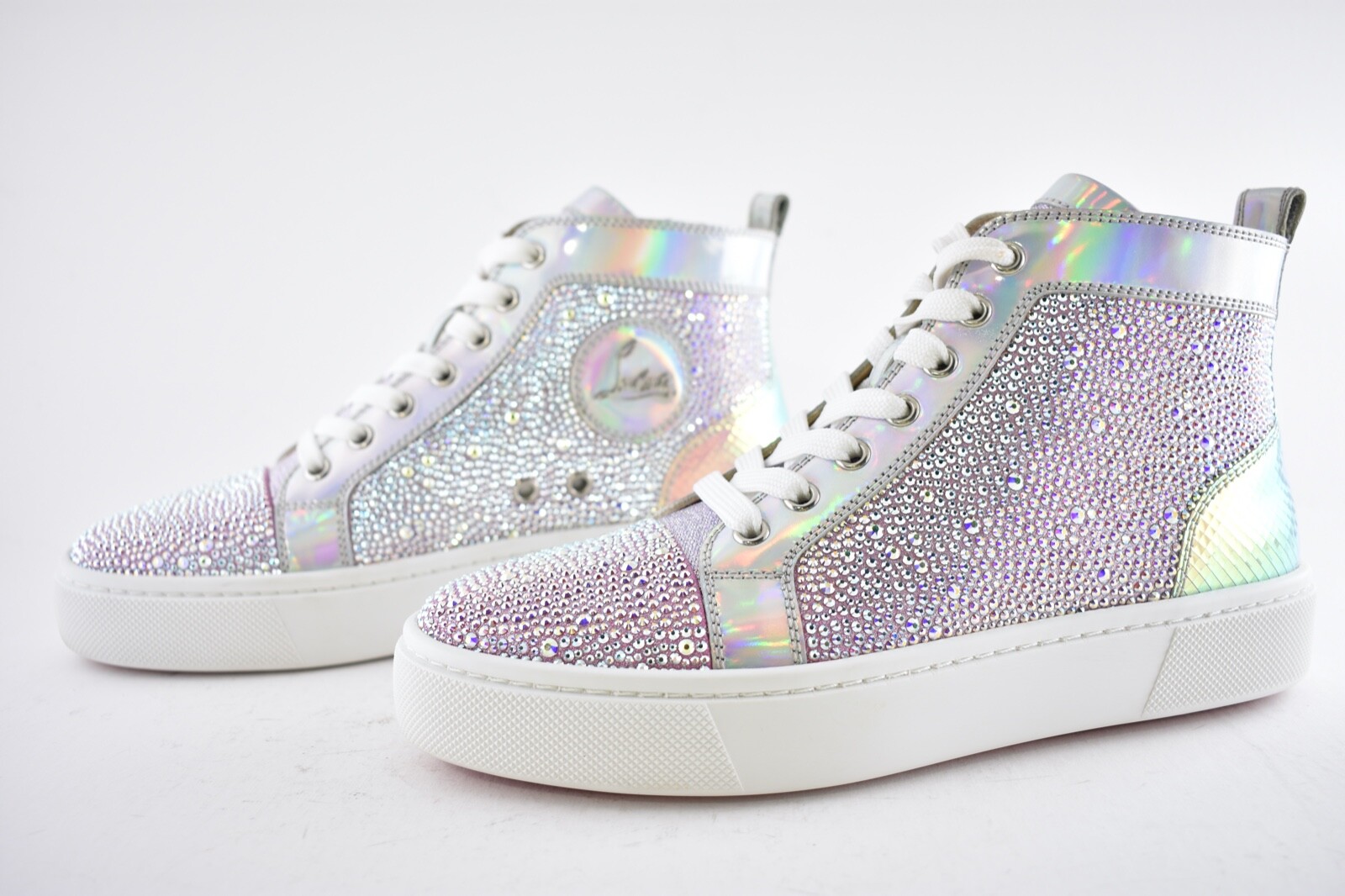 Christian Louboutin Super Louis Strass Flat SD AB Crystal High Top Sneaker 38 image 10