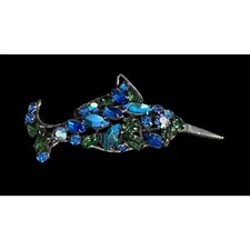 Rare Vintage Regency Blue Swordfish Pin Brooch Signed