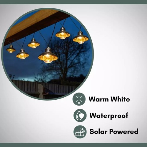 Solar String Lights LED Chrome Hanging Pendant Outdoor Garden Patio Decor 2.7m - Picture 12 of 24