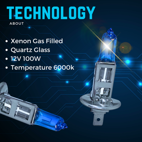 H1 100w Xenon Blue Halogen Car Bulbs Ice Cool 448 Spot Headlight Fog Light Bulb - Picture 89 of 96