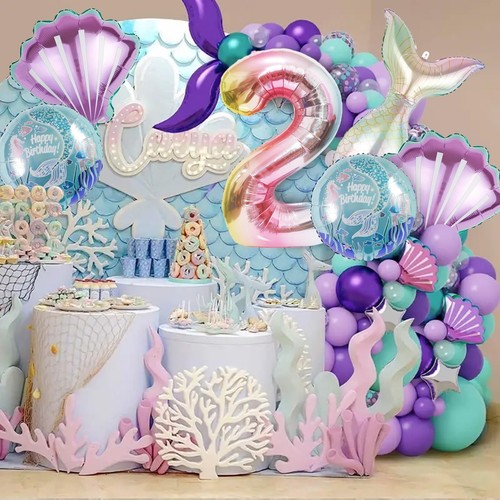 Mermaid Birthday Decoration Mermaid Party Decorations Kit Sea Balloon Mermaid... - Picture 5 of 7