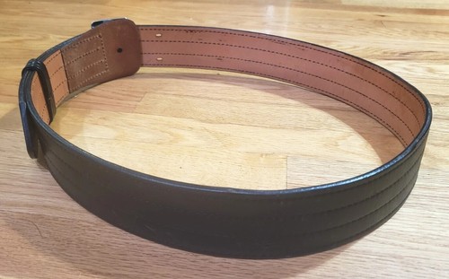Don Hume Black Leather 2.25" Police Duty Belt B101 Silver Buckle Stitch Size 42 - Picture 3 of 12