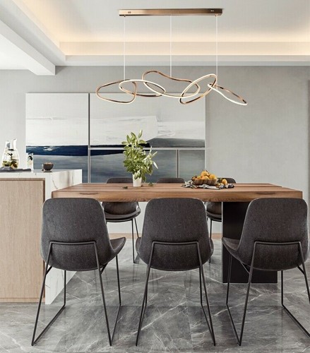 Modern Gold Stainsteel Ring Chandelier Living Dining Room Art Pendant Light lamp - Picture 6 of 11