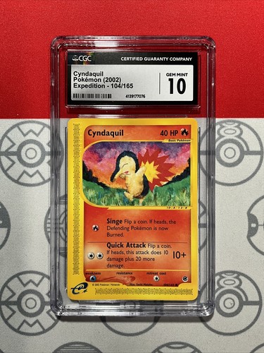 NEW CGC 10 GEM Pokemon Cyndaquil Expedition Set 104/165 Non-Holo PSA 7076 - Picture 1 of 2