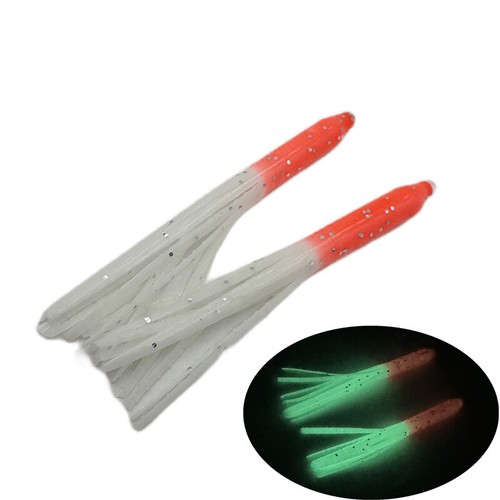 50 PIEZAS Falda Pulpo Calamar Brillo Señuelo Suave 6 cm Hoochies Cebo Señuelo de Pesca - Imagen 10 de 21