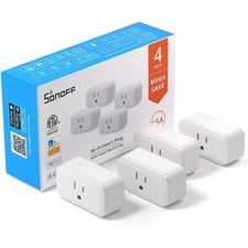 SONOFF S40 Smart WiFi Plug with Energy Monitoring,Outlet Works with Alexa,4-Pack