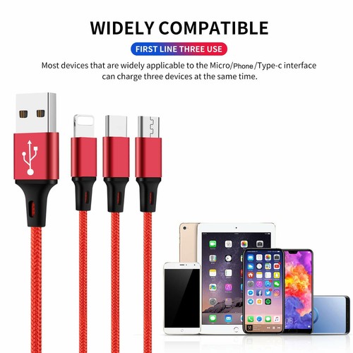 CABLE 3 en 1 USB CHARGEUR Pour SAMSUNG IPHONE X XS XR TYPE C/IOS/Micro USB - Imagen 9 de 12