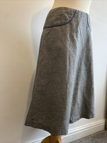 Toast A-Line Linen Blend Skirt Size 8 Herringbone Black & White - Picture 5 of 8