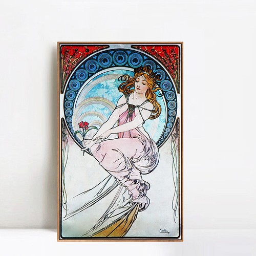 Framed Canvas Giclee Print Flower by Alphonse Mucha Wall Art Home Office Decor - Picture 1 of 17