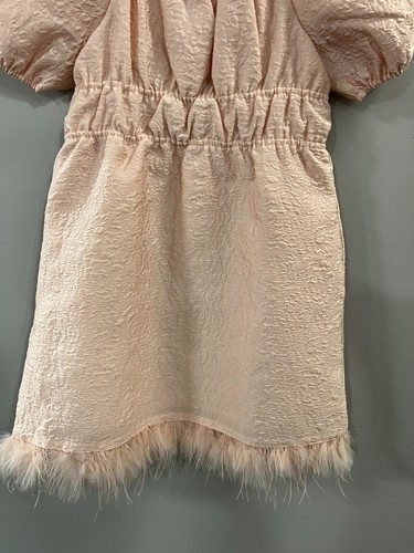 gb Girls Puff Sleeve Feather Hem Baby Doll Jacquard Dress, Pink Size L (12/14) - Picture 13 of 17