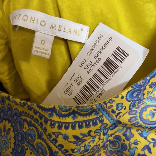 Antonio Melani Liberty Olivia Cotton Yellow Blue Paisley Midi Dress - Picture 7 of 7