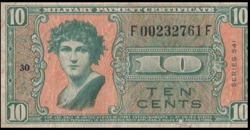 U.S. MILITARY PAYMENT CERTIFICATE-SERIES 541 - VALUE $0.10c REF: - Picture 1 of 2
