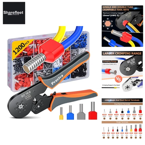 Crimpzangen Set, Preciva Aderendhülsenzange 0,08–16 mm² Crimpzange, 1200 teil...