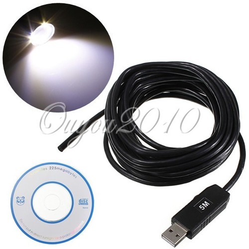 5M 5.5mm Dia 6 LED USB Endoscope Borescope 1.3MP HD 720P Inspection Camera UK