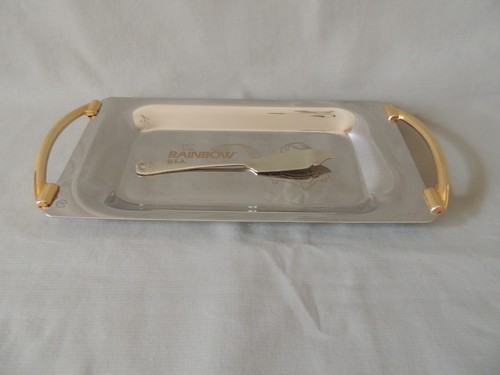 Small serving tray stainless steel 18/10 Italy with bronze spatula EPNS - Picture 2 of 12