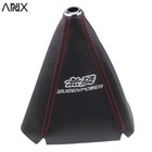 Black MUGEN Shift Knob Shifter Boot Cover MT/AT w/ PVC Leather Red Stitches JDM